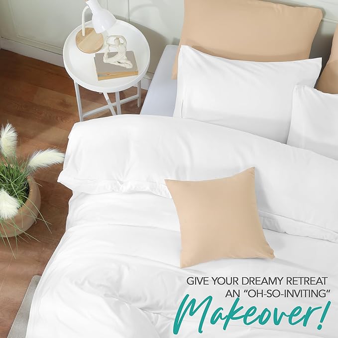 Utopia Bedding Duvet Cover Set with Pillowcases - 1 Duvet Cover with 2 Pillowcases - 20 X 36-3 Pieces Bedding Duvet Cover with Zipper Closure - Soft Brushed Microfiber (King, White)