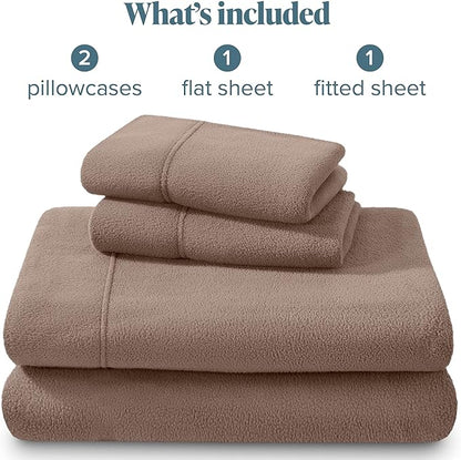 Bare Home Super Soft Fleece Sheet Set - King Size - Extra Plush Polar Fleece, No-Pilling Bed Sheets - All Season Cozy Warmth (King, Taupe)
