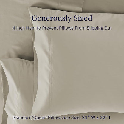 CALIFORNIA DESIGN DEN Luxuriously Soft Hotel Quality 600 Thread Count, 100% Cotton Set of 2 Cases, Crisp & Cool Pillow Cases Queen Size, Fits Standard & Queen Pillows (Taupe)