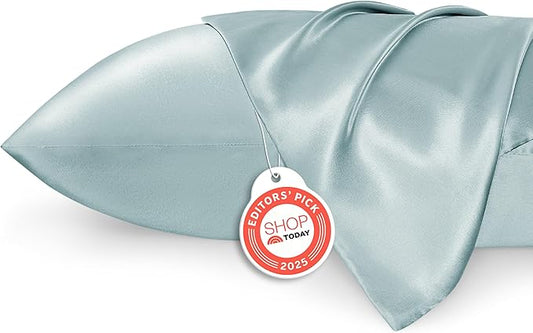 Bedsure Satin Pillowcases, Similar to Silk Pillow Cases Queen Size Set of 2, Pillow Case for Sleeping Women with Envelope Closure, Gifts for Women Men, Light Turquoise, 20x30 Inches, 2pcs