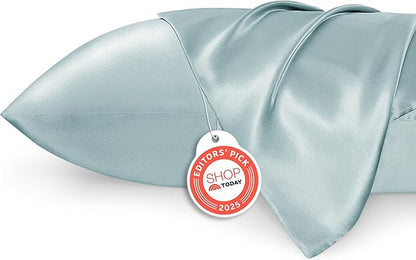 Bedsure King Size Satin Pillowcase Set of 2 - Light Turquoise Silky Pillow Cases for Hair and Skin with Envelope Closure, Similar to Silk Pillow Cases, Gifts for Women Men, 20x36 Inches, 2pcs