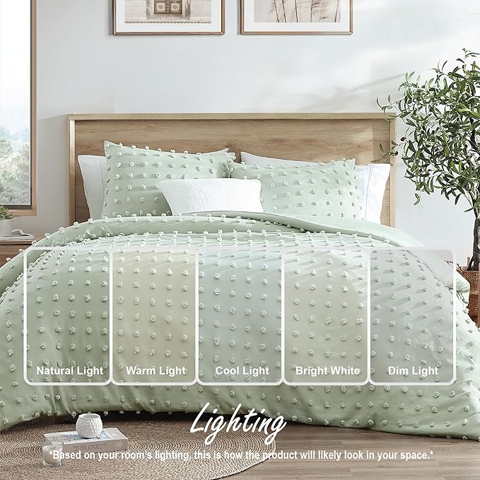 Swift Home Twin/Twin XL Sage Comforter Set - Decorative Tufted Pom Poms Bedding Set - 2 Pieces Bed Linen, 1 Comforter and 1 Pillow Sham