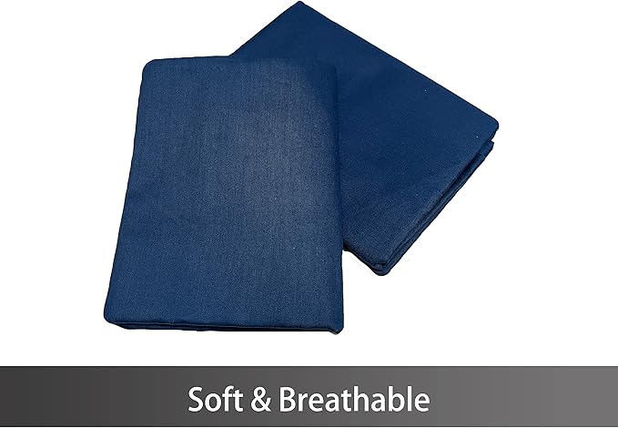 iMaylex Soft 100% Egyptian Cotton Zipper Pillow Case, Cozy and Lightweight Pillowcase, Set of 2, Navy Blue, Queen, 20" x 30"