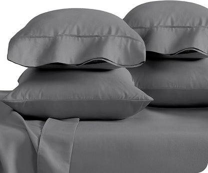 Bare Home Microfiber King Size Pillowcases - 4 Pack, Grey, 20x40