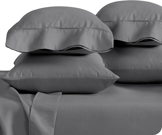 Bare Home Microfiber King Size Pillowcases - 4 Pack, Grey, 20x40