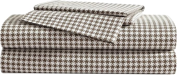 Eddie Bauer - Queen Sheet Set, Crisp & Cooling Sheets w/a Naturally Smooth Cotton Percale Lightweight Feel - Matching Pillowcases & Deep Pocket Fitted Sheet (Harrison Brown)