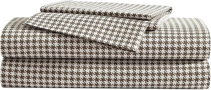 Eddie Bauer - King Sheet Set, Crisp & Cooling Sheets w/a Naturally Smooth Cotton Percale Lightweight Feel - Matching Pillowcases & Deep Pocket Fitted Sheet (Harrison Brown)