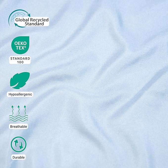 ZPECC Pillow Cases King Size Set of 4, 20x36 Envelope Closure Pillowcases, Soft Plain Brushed Microfiber Covers Hypoallergenic Breathable, Light Blue