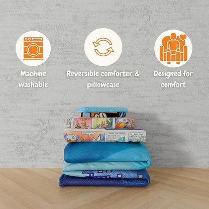 Dog Man Supa Buddies Kids Bedding Set, Twin Size, 4-Piece Super Soft Cozy Reversible Comforter & Sheet Set (Officially Licensed Product) by Franco | Durable, Reversible, Officially Licensed