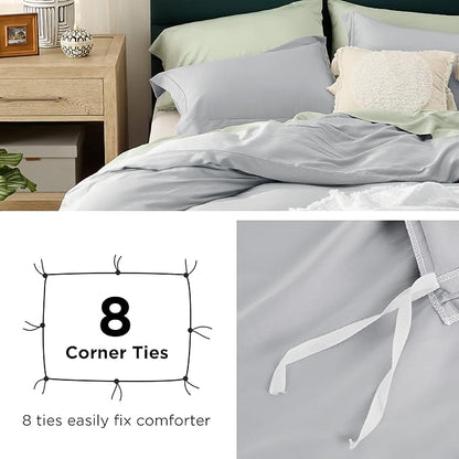 Bedsure Cooling Duvet Cover King Size - Moisture Wicking and Silky Eucalyptus Lyocell Cotton Hybrid Comforter Cover Set for Hot Sleeper - Buttery Soft and Breathable, Cooling Bedding Set, Silver Grey