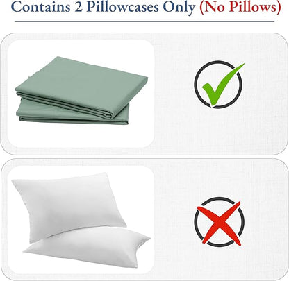 California Design Den Standard/Queen Size Pillow Cases Set of 2 - Luxuriously Soft and Thick 800 Thread Count, Smooth Sateen, Natural 100% Cotton Pillowcases Queen, Durable -Sage Green