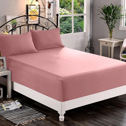 Elegant Comfort 1500 Premium Quality Fitted Sheet Ultra Soft 18-24 Inch Extra Deep Pocket - Single Fitted Sheet for High Mattress - Wrinkle Free with Smart Storage Pockets, Cal King, Dusty Rose