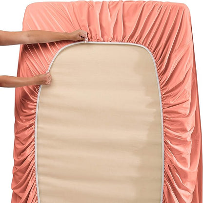 Hearth & Harbor Extra Deep Pocket Sheets - Fits Mattress 18-24 Inches Deep - Extra Deep Pocket California King Size - 6 Piece Cal King Sheets - Cal King, Misty Rose