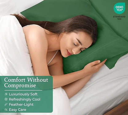 Royale Linens Standard Pillowcase Set of 2 - Bed Pillow Cover - 20"x26" - Pillowcases - 1800 Brushed Microfiber, Wrinkle & Fade Resistant - Soft & Cozy- Standard Size Pillow Case (STD, Hunter Green)