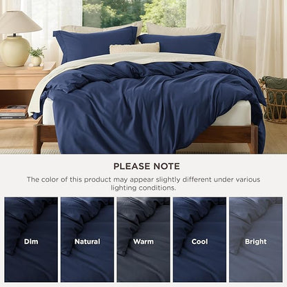 Bedsure Duvet Cover California King Size - Soft Double Brushed Bedding Set for Kids & Adults, Zipper Closure, 3 Pieces, Includes 1 Duvet Cover (104"x98") & 2 Pillow Shams, NO Comforter, Navy Blue