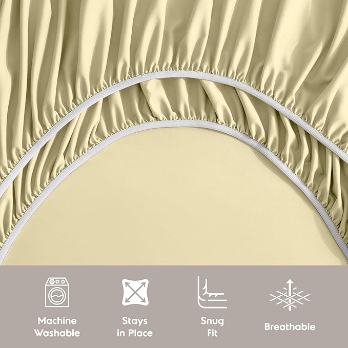 Nestl Split King Sheet Set - 1800 Ultra-Soft Microfiber Bed Sheets - Double Brushed - Deep Pockets - Easy Fit - 5 Piece Set - Bed Sheets & Pillowcases (Split King Size, Vanilla Yellow)