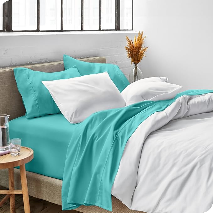 Bare Home Split King Sheet Set - 1800 Ultra-Soft Microfiber Bed Sheets - Double Brushed - Deep Pockets - Easy Fit - 5 Piece Set - Bedding Sheets & Pillowcases (Split King, Turquoise)