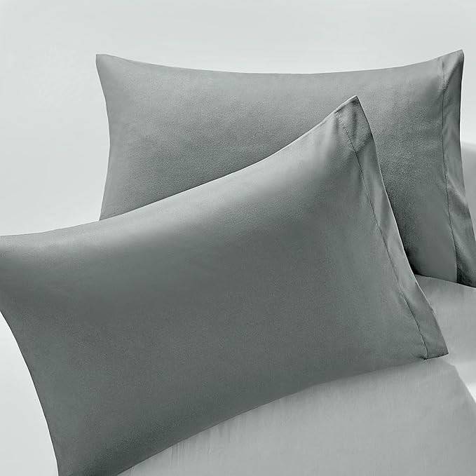 MILVOWOC 2Pcs Brushed Microfiber King Pillowcases - 20 x 36 Inch, Dark Grey Pillow Case Set Non Slip Envelope Pillow Cover with Moisture Absorption and Anti-Wrinkle