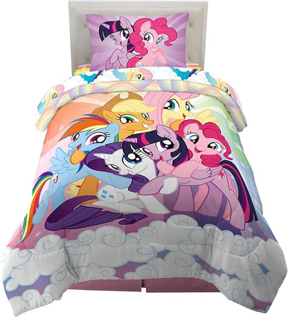 Franco Kids Bedding Super Soft Microfiber Comforter and Sheet Set, 4 Piece Twin Size, Unicorn My Little Pony