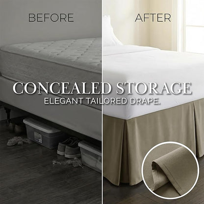 Southshore Fine Living, Inc. Hotel Quality California King Bed Skirt - 14" Drop, Elegant Pleated Design, Premium Dust Ruffle/Cal King Bed Skirt, Easy Care, Luxury Bed Skirt Cal King Size, Dark Taupe