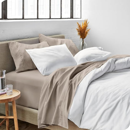 Bare Home Queen Sheet Set - 1800 Ultra-Soft Microfiber Queen Bed Sheets - Double Brushed - Deep Pockets - Easy Fit - 4 Piece Set - Bedding Sheets & Pillowcases (Queen, Khaki)