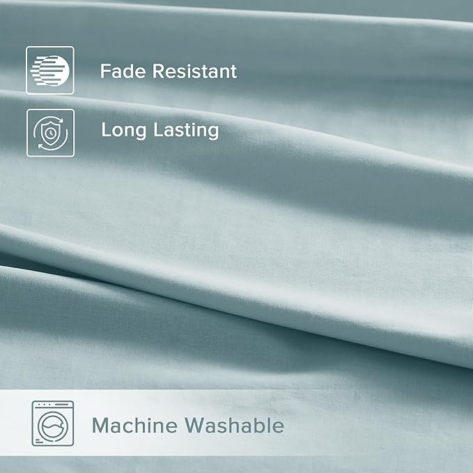 Comfort Spaces 100% Cotton Sheets Twin XL, Breathable, Soft Cotton Sheets, Naturally Cool Cotton Bed Sheets,12" Elastic Pocket Fits up to 14" Mattress, All Season Sheet Set, Twin XL Light Blue 3 Piece