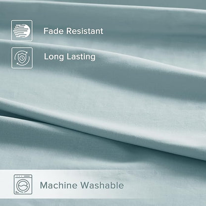Comfort Spaces 100% Cotton Sheets Twin XL, Breathable, Soft Cotton Sheets, Naturally Cool Cotton Bed Sheets,12" Elastic Pocket Fits up to 14" Mattress, All Season Sheet Set, Twin XL Light Blue 3 Piece