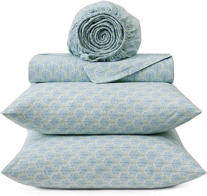 Tommy Bahama - King Sheet Set, Crisp & Cool Cotton Percale Bed Sheets, Deep Pockets, Coastal Bedding with Matching Fitted Sheet & Pillowcases (Coastal Bay Blue)