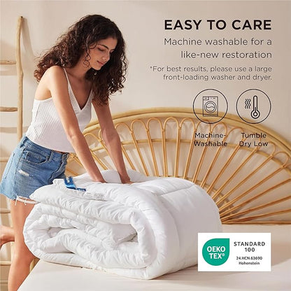 Bedsure Comforter Duvet Insert - Quilted Comforters Queen Plus Size, All Season Duvet, GentleSoft Down Alternative Bedding Blanket, with 8 Tabs, Gifts for Women/Men,White,Queen Plus 90 x 90 Inches