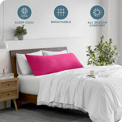 Bare Home Microfiber Body Pillow Cover - Ultra Soft - Cooling Pillowcase - Double Brushed - Pillowcase with Zipper Closure - Easy Care (20''x54'' Body Pillow Cover, Pink)