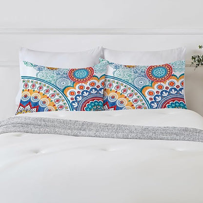 YIYEA King Size Pillow Cases Set of 4, Ultra Soft 1800TC Hotel Quality Double Brushed Microfiber Embroidered Pillowcases and Boho Pillow Covers, Envelope Closure, Fade Resistant (20"x36")