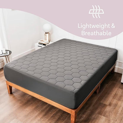 Hearth & Harbor 12 Pack Queen Size Quilted Fitted Mattress Pad Cover, 100% Waterproof Mattress Protectors, Deep Pocket Fitted Mattress Cover 8" - 21" (60" x 80", Gray)