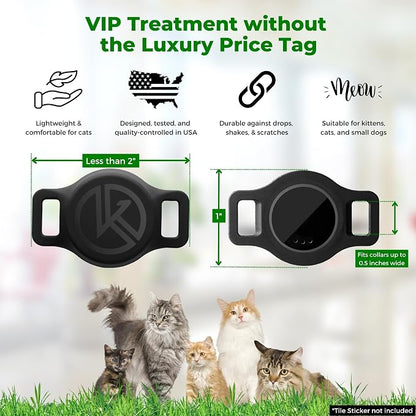 Tile Sticker Holder Cat Tracking Collar (2024) - Breakaway, Reflective Kitten Collar with Bell and Holding Case for Tile by Life360 (Red)
