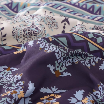 Geniospin King Size Comforter Set- 7 Pieces Boho Bed in a Bag, Western Bedding Set for All Seasons, Soft Aztec Bedding, Lightweight Comforter Bed Set with Sheets, Pillowcases & Shams
