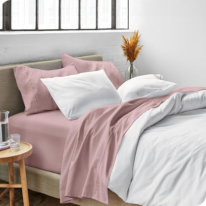 Bare Home Queen Sheet Set - 1800 Ultra-Soft Microfiber Queen Bed Sheets - Double Brushed - Deep Pockets - Easy Fit - 4 Piece Set - Bedding Sheets & Pillowcases (Queen, Mauve)