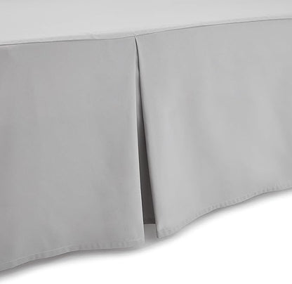 Amazon Basics Lightweight Pleated Bed Skirt, Full, Light Grey, Solid
