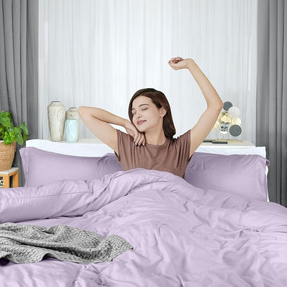 Utopia Bedding Duvet Cover Queen Size - 3 Piece with Zipper Closure - 1 Comforter Cover 90X90 Inches & 2 Pillow Shams 20X26 Inches (Lavender) Comforter Not Included