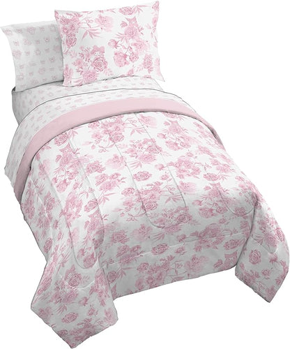 Jay Franco Comforter Set Includes Sheets and Pillow Covers - Soft and Cozy Bed Set for Stylish Room Decor, Official Licensed Product, Multi - Hello Kitty, 5 Piece Twin
