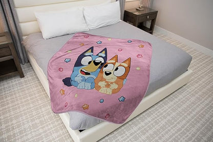 Jay Franco Kids Plush Throw Blanket – Soft & Comfy Throw for Couch or Bed – Cozy Home Décor for Living Room & Bedroom, Pink - Bluey, 46x60 - Throw Blanket