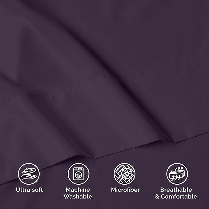Luxury Flat Sheet on Amazon Elegant Comfort Wrinkle-Free 1500 Premier Hotel Quality 1-Piece Flat Sheet, Queen Size, Purple