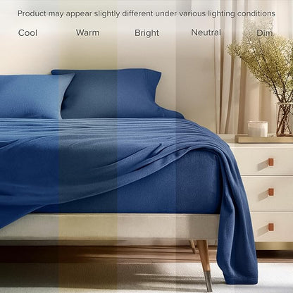 Bare Home Super Soft Fleece Sheet Set - Twin Extra Long Size - Extra Plush Polar Fleece, No-Pilling Bed Sheets - All Season Cozy Warmth (Twin XL, Dark Blue)