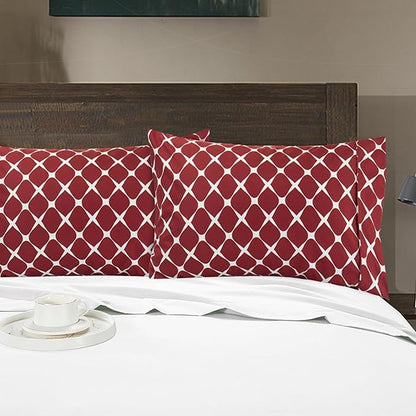 Elegant Comfort Luxury Ultra-Soft 2-Piece Pillowcase Set - 1500 Premium Hotel Quality Microfiber Double Brushed - Wrinkle Resistant, Bloomingdale Burgundy, Standard/Queen Size