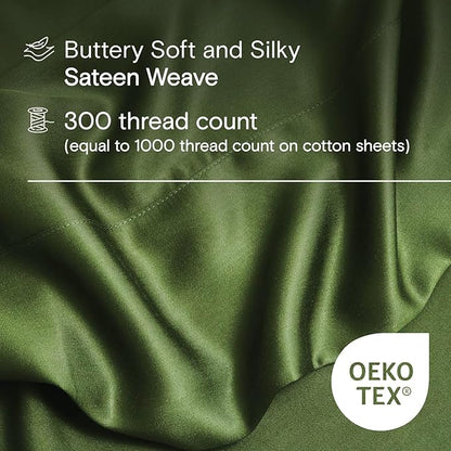 DOZ Sheet Set, 100% Viscose derived from Bamboo, Organically Grown, Buttery Soft, Cooling Sheets, High GSM, Deep Pockets - 2 Piece - 1 Pillowcase 1 Fitted Sheet (Forest, Twin XL)