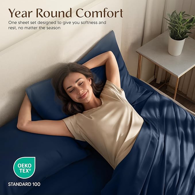 Utopia Bedding Twin Sheet Set – 3 Piece Bed Sheets for Twin Size Bed, Soft and Breathable Microfiber, Includes 1 Fitted Sheet, 1 Flat Sheet and 1 Pillowcase (Navy Blue)