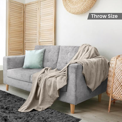 Utopia Bedding Khaki 100% Cotton Blanket [Throw Size - 50x60 Inch] Lightweight, Soft and Breathable Thermal Blanket for All Seasons
