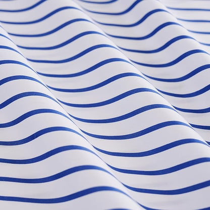 Full Blue Striped Bed Sheet Set 4 Piece with 16-Inch Deep Pockets- Super Soft & Wrinkle Free Stripe Bed Sheets - Hotel Luxury Blue White Striped Pinstripe Bedding for All Season