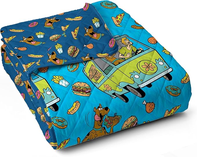 Northwest Warner Bros Scooby-Doo Super Snacky Quilted Throw Blanket, Mystery Machine Themed Design, Comfy Throw, Adults Boys Girls, Soft Lightweight Bedding for Bed, or Couch, 60 x 80 inches