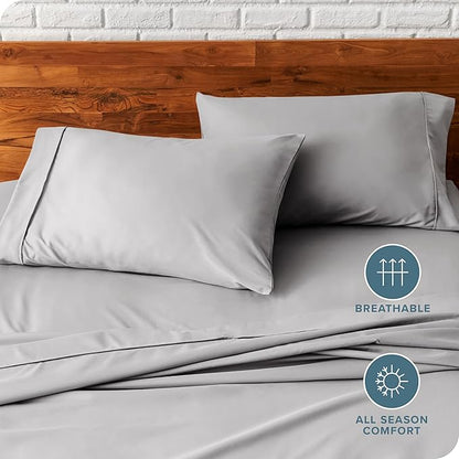 Bare Home Microfiber Pillow Cases - Standard/Queen Size Set of 2 - Cooling Pillowcases - Double Brushed - Light Grey Pillowcases 2 Pack - Easy Care (Standard Pillowcase Set of 2, Light Grey)