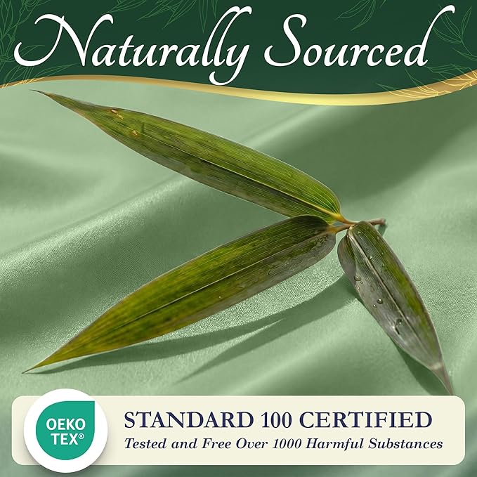 DECOLURE 100% Viscose Derived from Bamboo Sheets Queen Size - Luxury 6 Pc Naturally Cooling Sheets, Ultra Soft Bed Set - Deep 17" Pockets, Durable Double Stitching, Oeko Tex Standard (Sage Green)