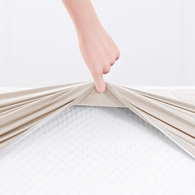 Hearth & Harbor 12 Pack Twin Size Quilted Fitted Mattress Pad Cover, 100% Waterproof Mattress Protectors, Deep Pocket Fitted Mattress Cover 8" - 21" (39" x 75", Beige Cream)